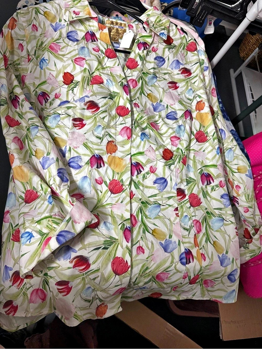 Taylor Investments Gold Label Floral Jacket in White & Multicolor Size 16 NWT